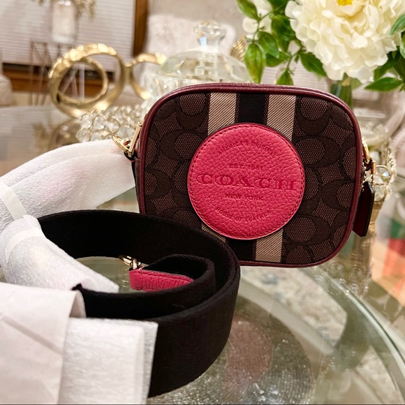 Coach Mini Dempsey Camera Bag In Signature Jacquard With Stripe And Coach Patch - Picture 7 of 11